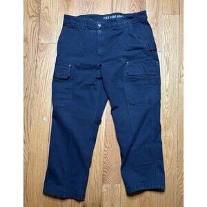 Duluth Heavy Duty Work PANTS Mens 40x30 Relaxed Navy FLEX FIRE HOSE Cotton Blend